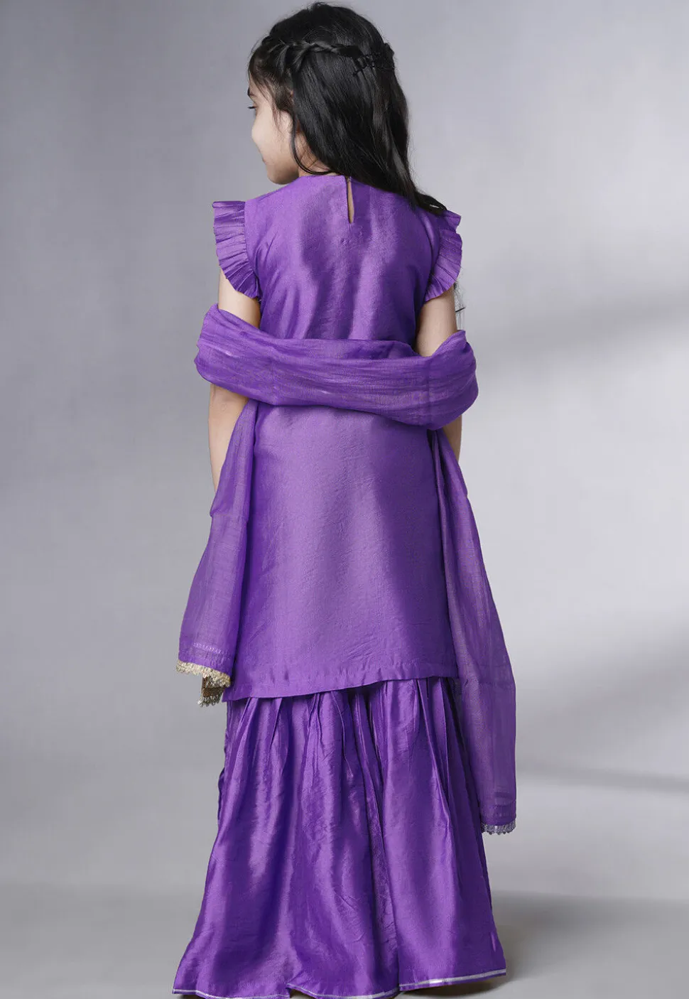 Embroidered Muslin Silk Pakistani Suit in Purple