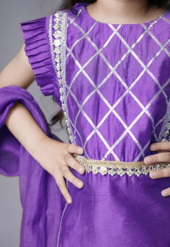 Embroidered Muslin Silk Pakistani Suit in Purple