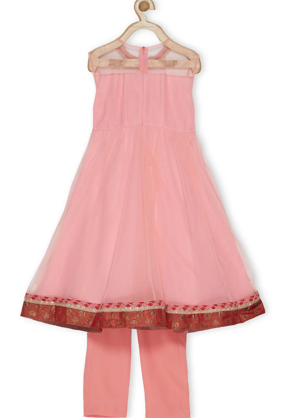 Embroidered Net Anarkali Suit in Pink