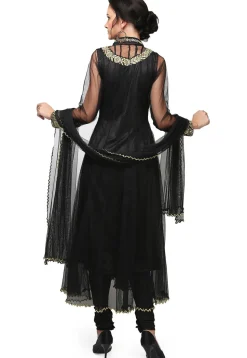 Embroidered Net Anarkali Suit in Black