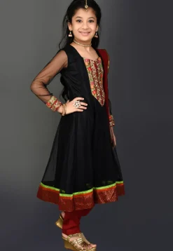 Embroidered Net Anarkali Suit in Black