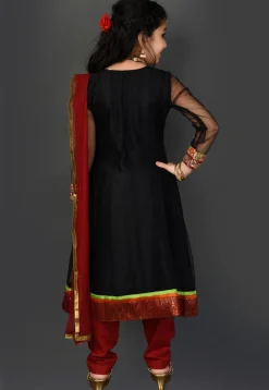 Embroidered Net Anarkali Suit in Black