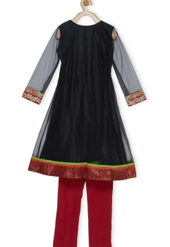 Embroidered Net Anarkali Suit in Black