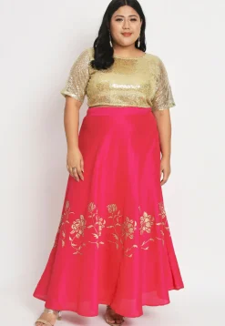 Embroidered Net Blouse in Golden