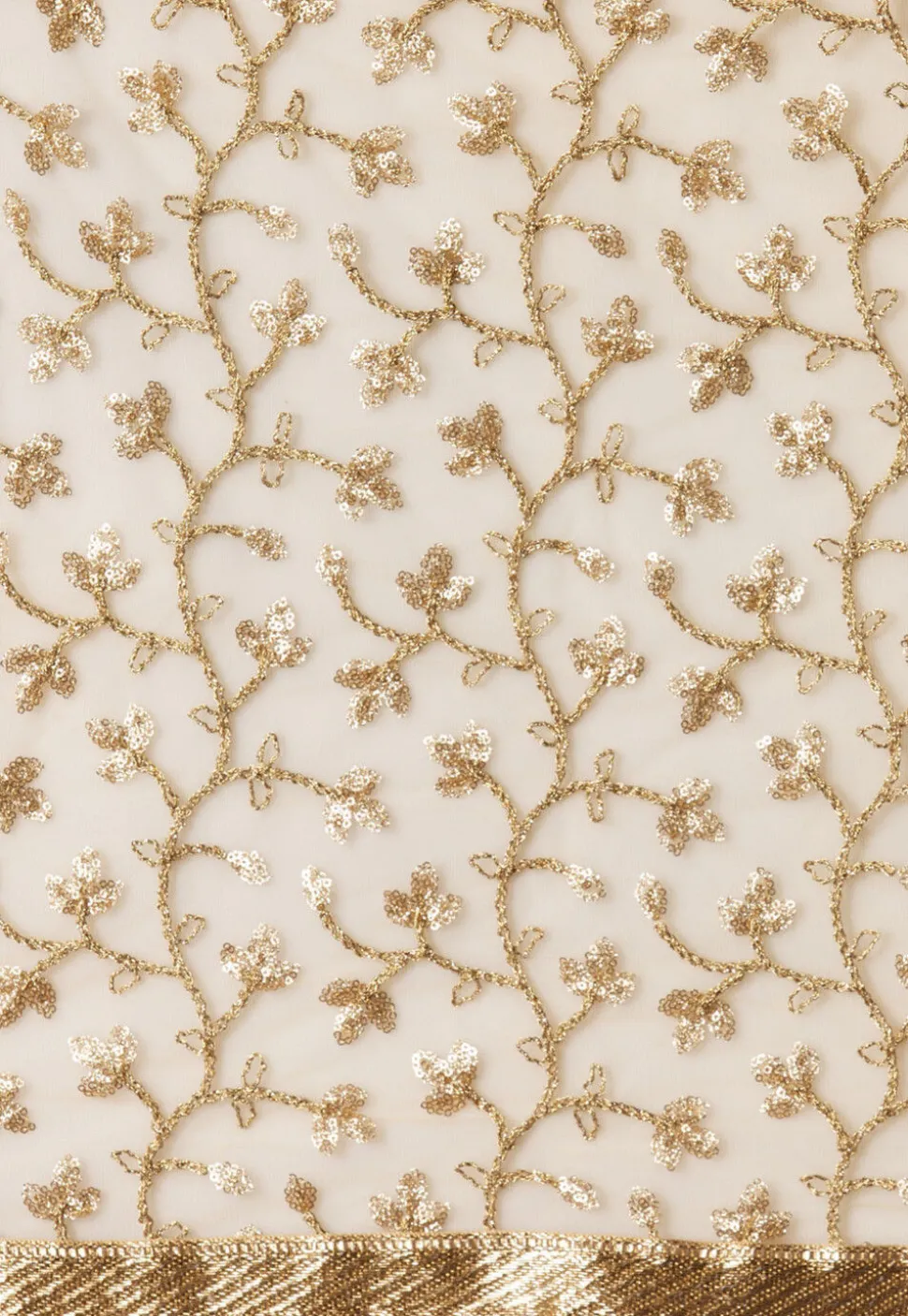 Embroidered Net Dupatta in Beige
