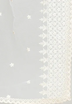 Embroidered Net Dupatta in Off White