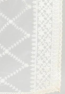 Embroidered Net Dupatta in Off White