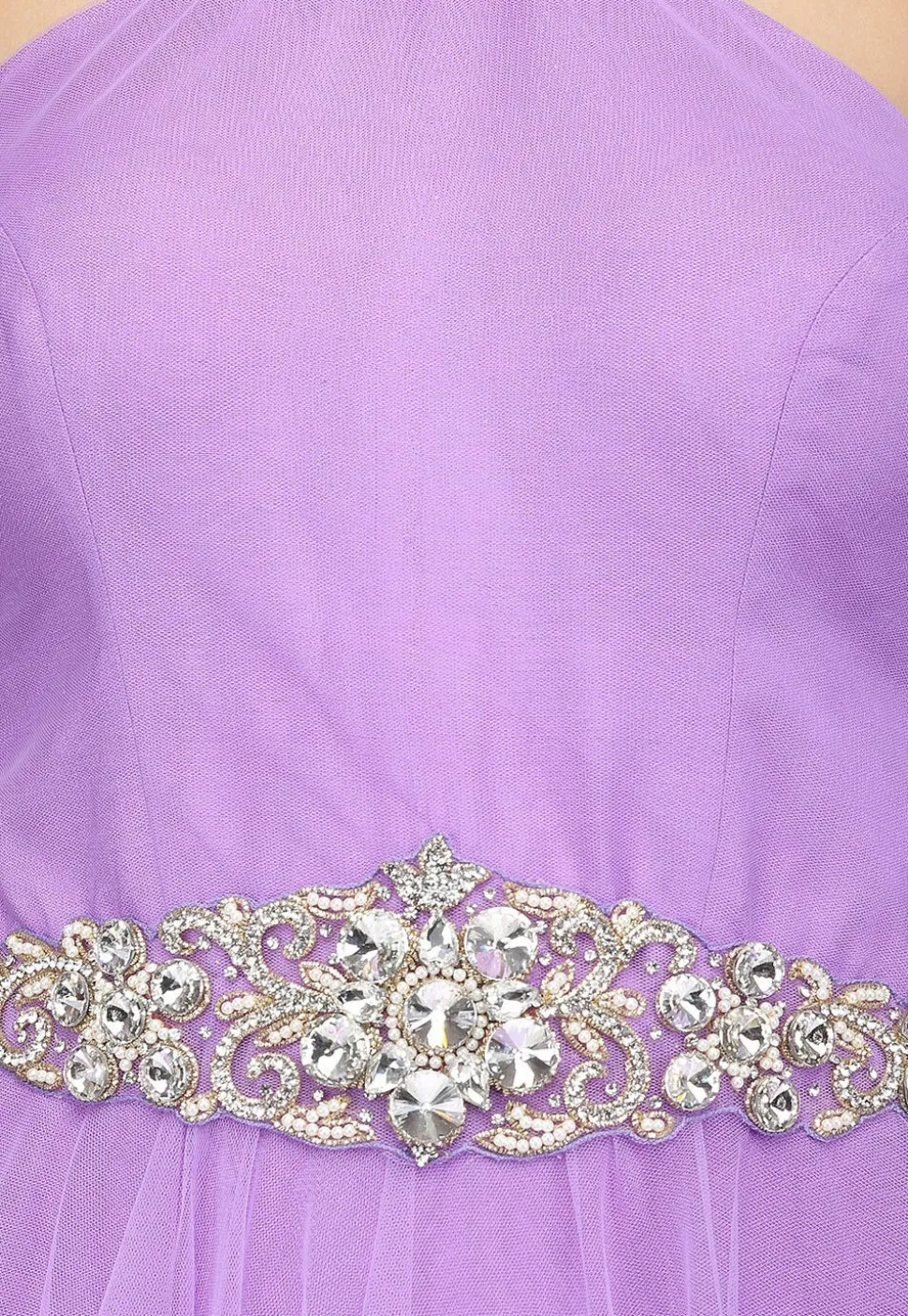 Embroidered Net Gown in Lavender