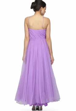 Embroidered Net Gown in Lavender