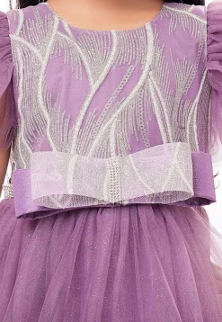 Embroidered Net Gown in Purple