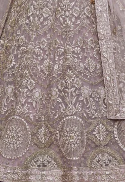 Embroidered Net Lehenga in Baby Pink