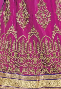 Embroidered Net Lehenga in Fuchsia