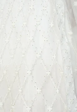Embroidered Net Lehenga in Off White