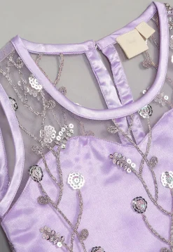 Embroidered Net Lehenga in Light Purple