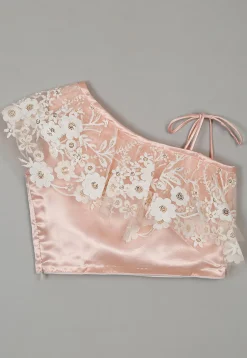 Embroidered Net Lehenga in Peach