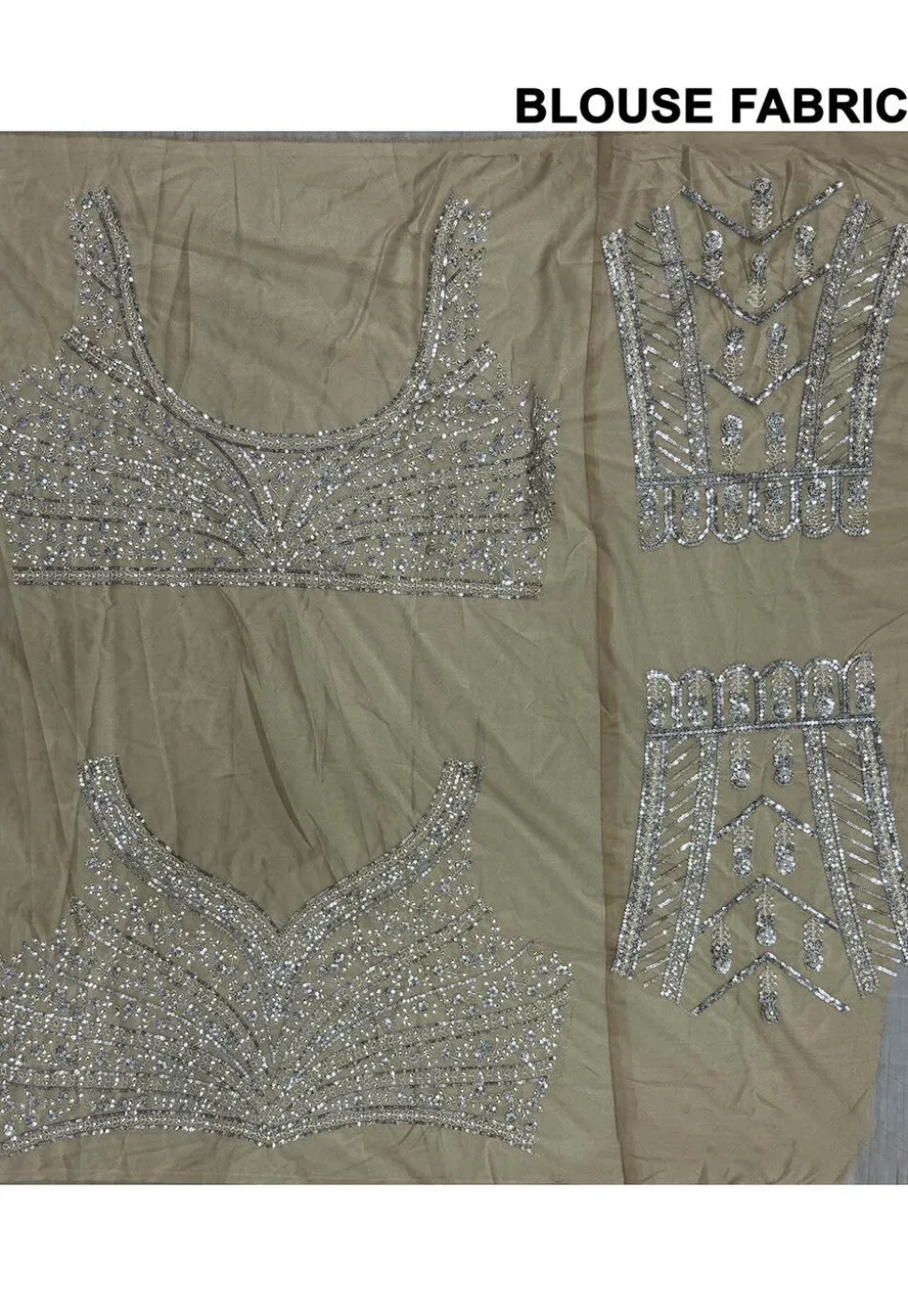 Embroidered Net Lehenga in Beige