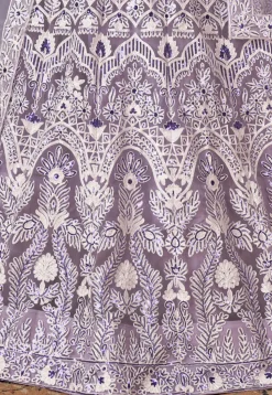Embroidered Net Lehenga Light Purple
