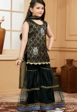 Embroidered Net Pakistani Suit in Black