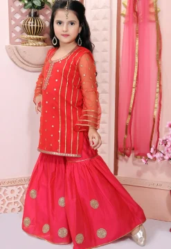 Embroidered Net Pakistani Suit in Red