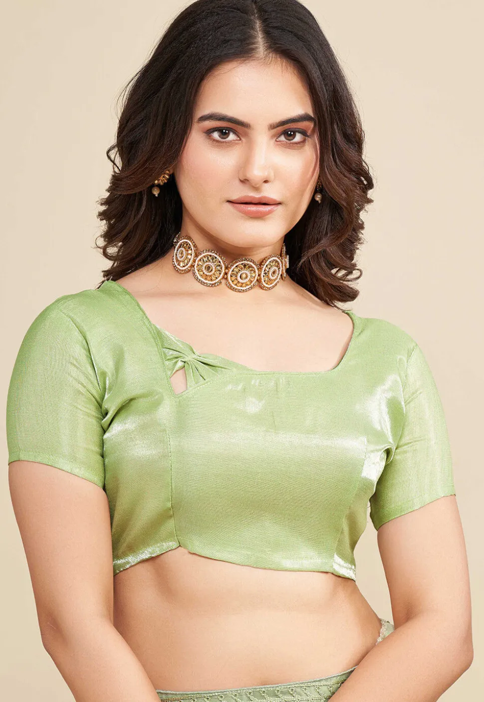Embroidered Net Saree in Dusty Green