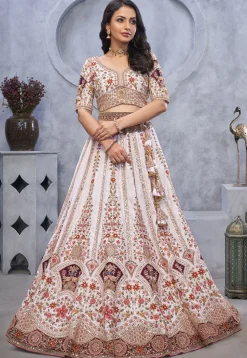 Embroidered Organza Lehenga in Light Purple