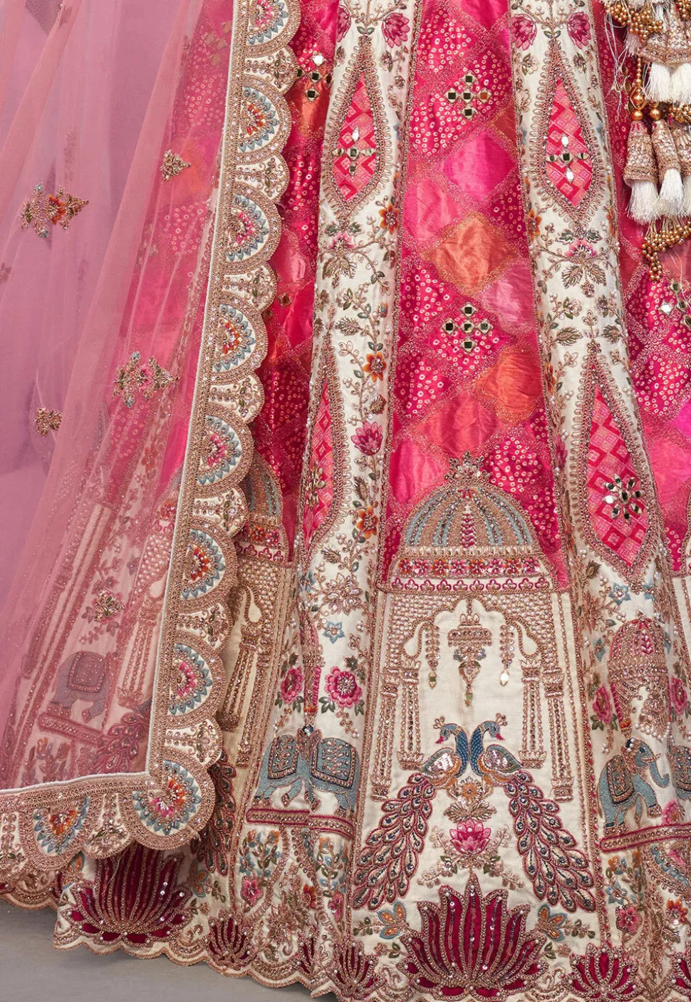 Embroidered Organza Lehenga in Pink