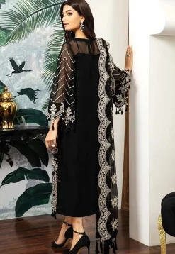 Embroidered Organza Pakistani Suit in Black