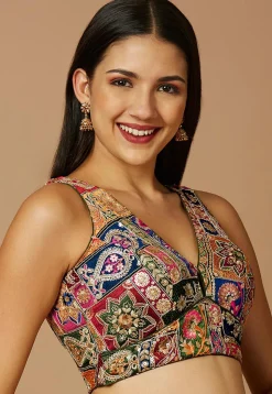 Embroidered Polyester Blouse in Multicolor