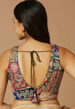 Embroidered Polyester Blouse in Multicolor