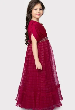 Embroidered Polyester Gown in Pink