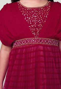 Embroidered Polyester Gown in Pink