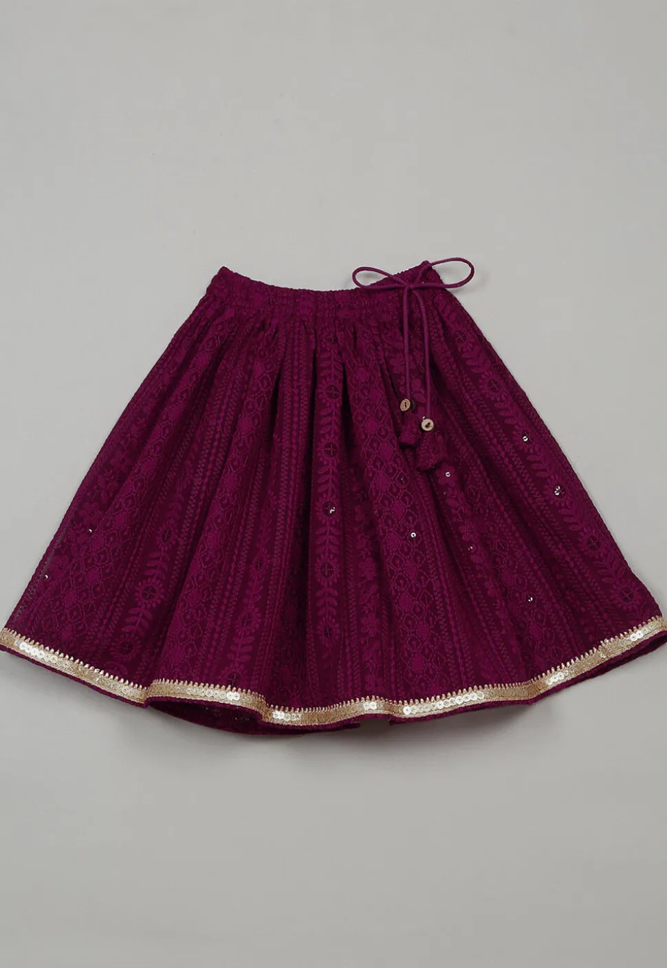 Embroidered Polyester Lehenga in Maroon