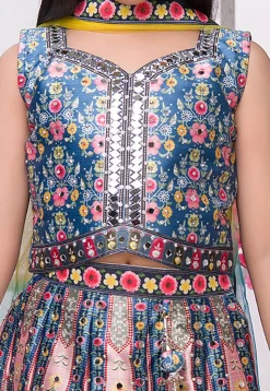 Embroidered Polyester Lehenga in Blue