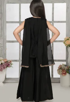 Embroidered Polyester Pakistani Suit in Black