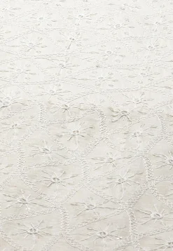 Embroidered Pure Cotton Aline Suit in Off White