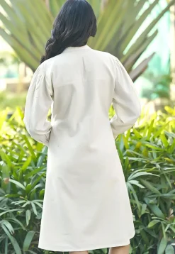 Embroidered Pure Cotton Dress in Off White