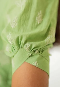 Embroidered Pure Cotton Maxi Dress in Light Green
