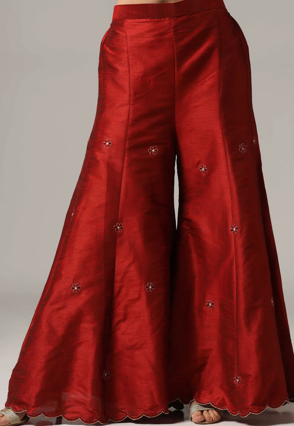 Embroidered Raw Silk Pakistani Suit in Maroon