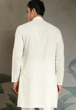 Embroidered Rayon Kurta in Off White