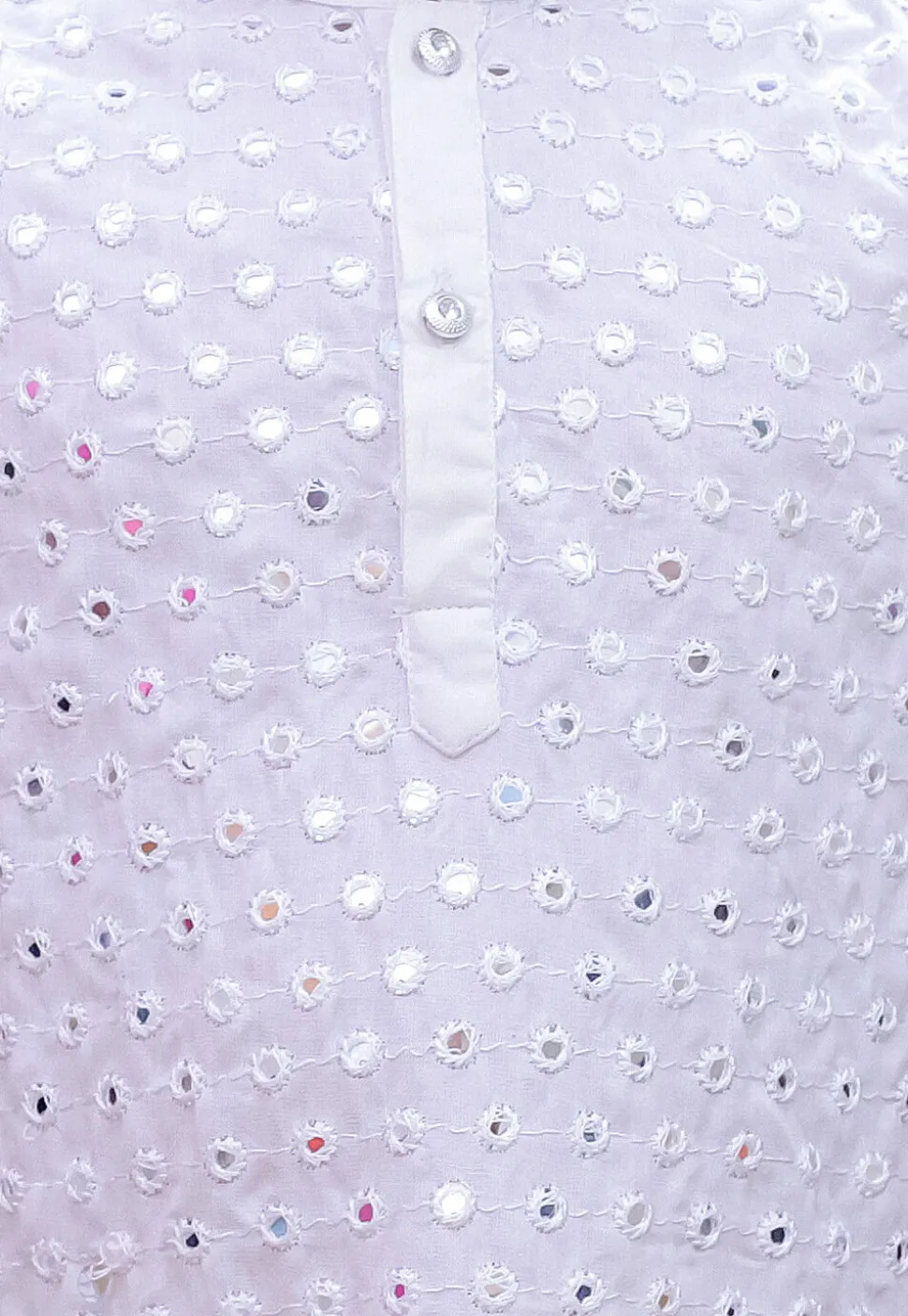 Embroidered Rayon Kurta Set in White