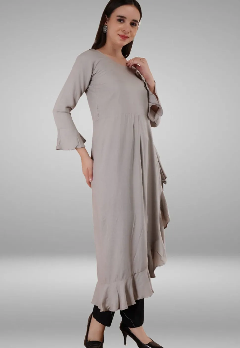 Embroidered Rayon Pakistani Suit in Grey