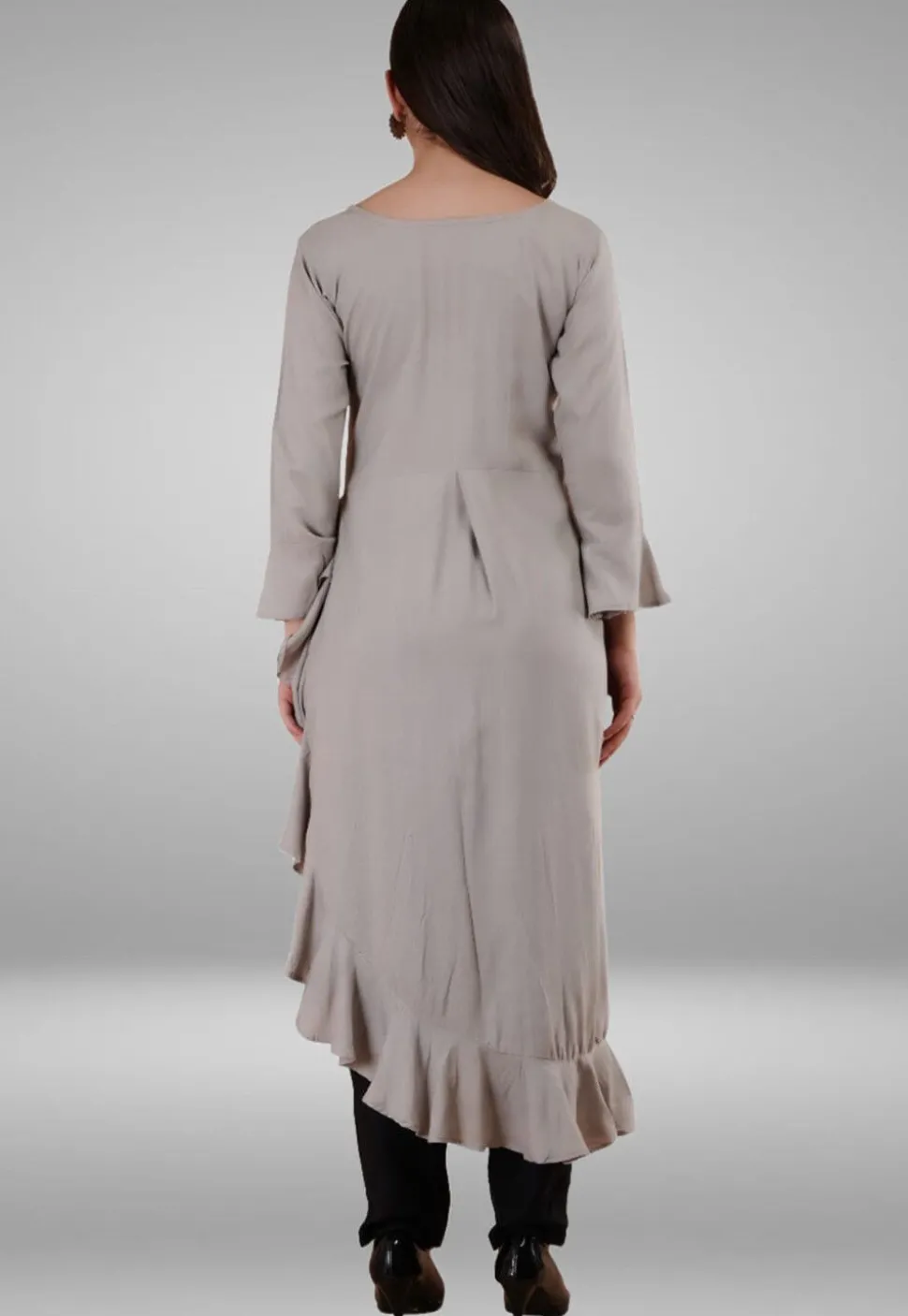 Embroidered Rayon Pakistani Suit in Grey