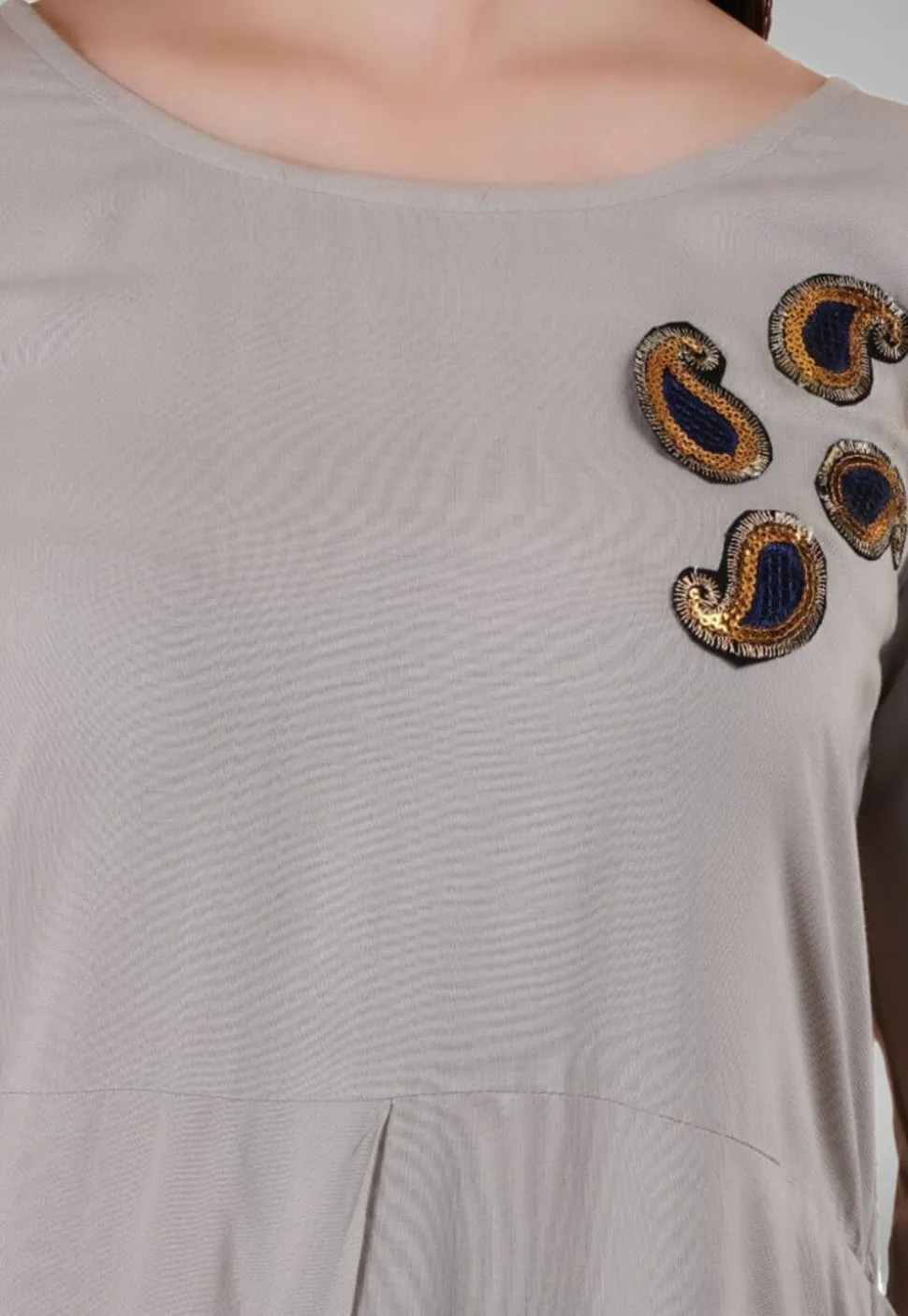Embroidered Rayon Pakistani Suit in Grey