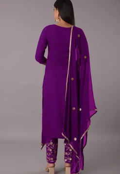 Embroidered Rayon Pakistani Suit in Purple