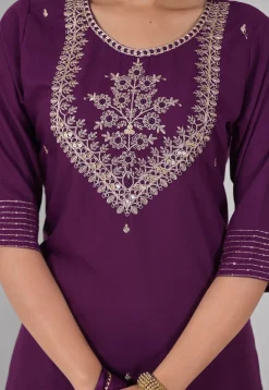 Embroidered Rayon Pakistani Suit in Purple