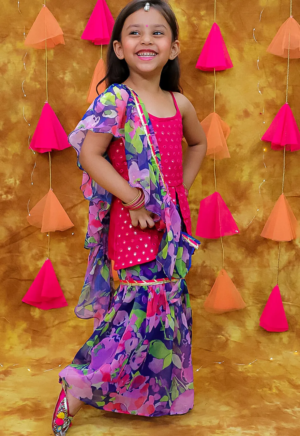 Embroidered Rayon Pakistani Suit in Fuchsia