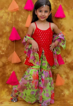 Embroidered Rayon Pakistani Suit in Red