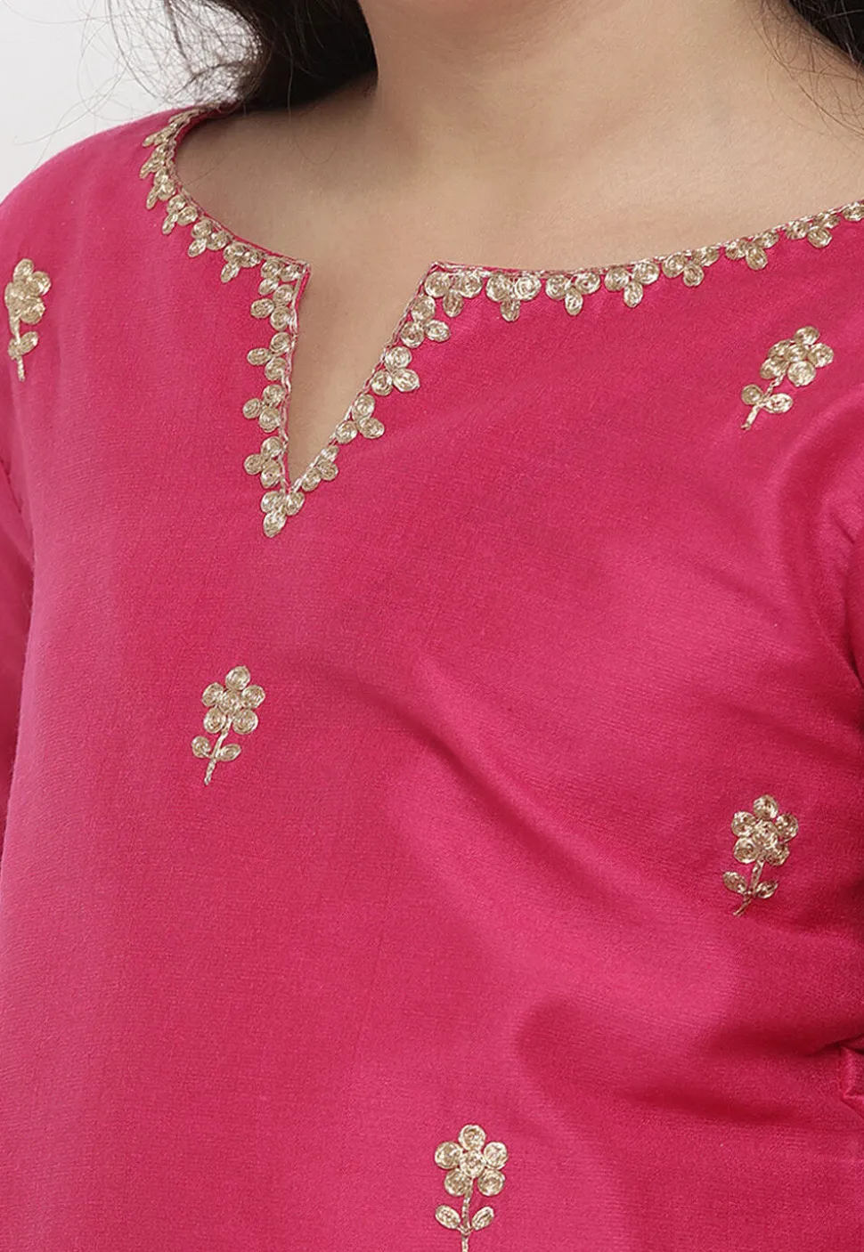 Embroidered Rayon Pakitani Suit in Dark Pink