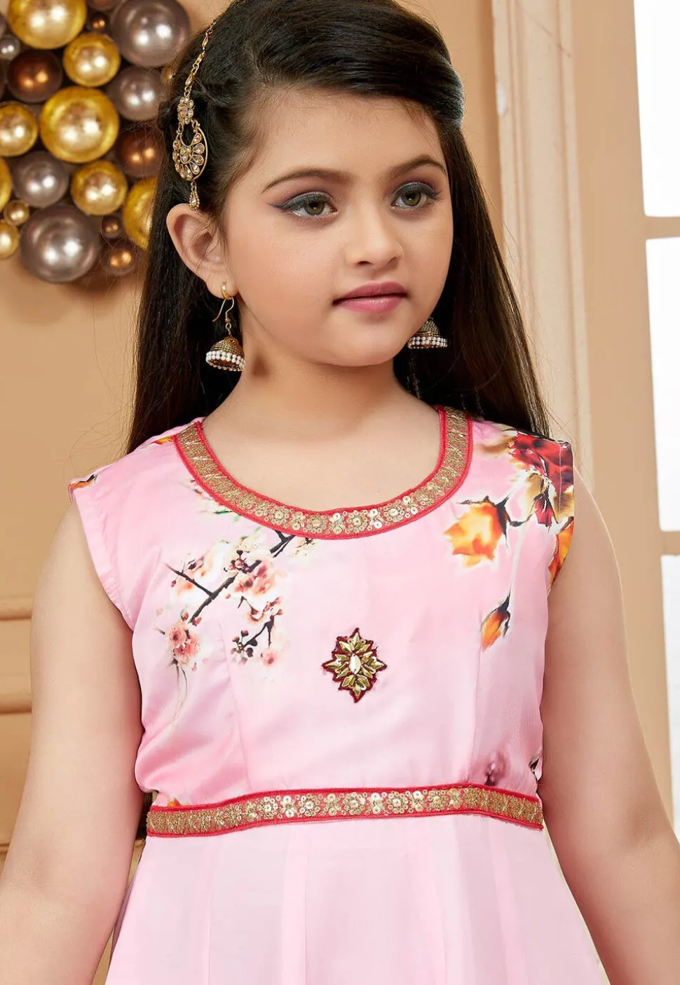 Embroidered Satin Pakistani Suit in Pink