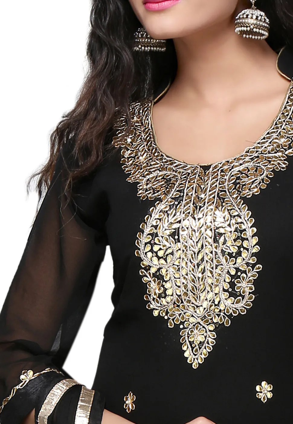Embroidered Straight Cut Suit In Black